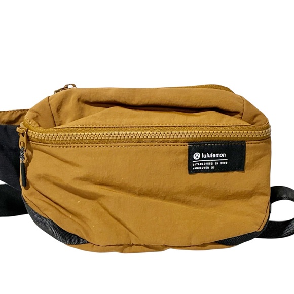 lululemon athletica Handbags - Lululemon Khaki Black Nylon Clean Lines Belt Bag 2L